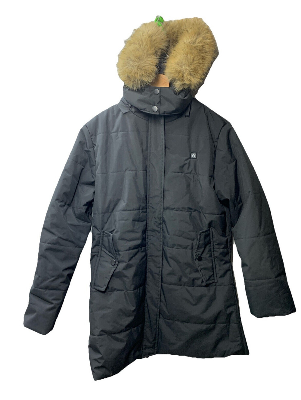 Genovega Women's Heated Jacket Long Sleeve Black Size L with Hood and Pockets